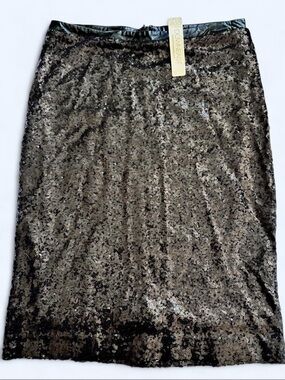 NWT DownEast Sequin Music Pencil Skirt-Black Party Goth Glam